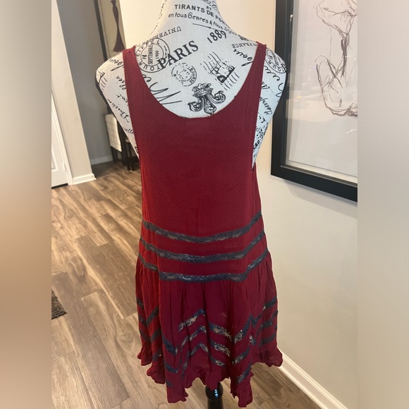 Free people red lace tunic size small - Picture 2 of 3